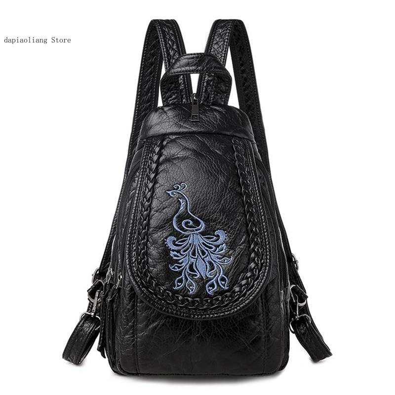 Leather Work Backpack - Women Small Chest Bags Fashion School
