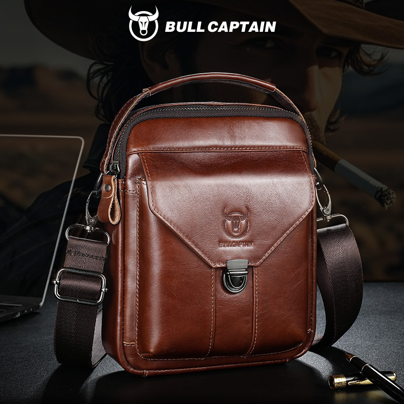 BULLCAPTAIN Mens Leather Messe - Leather Work Bag Men recension och pris