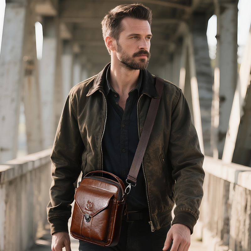 BULLCAPTAIN Mens Leather Messe - Leather Work Bag Men recension och pris