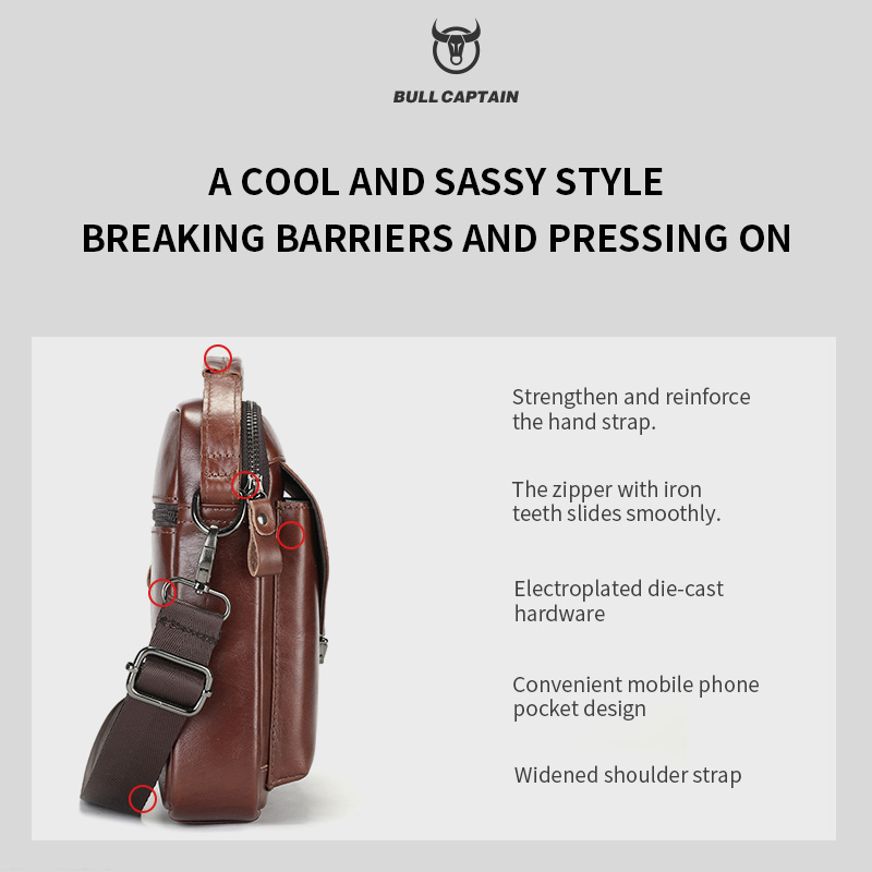 BULLCAPTAIN Mens Leather Messe - Leather Work Bag Men recension och pris