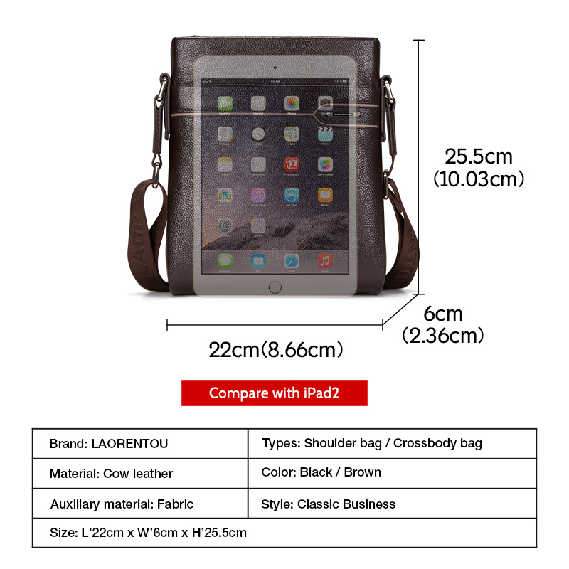LAORENTOU Men Genuine Leather  - Leather Work Bag Men recension och pris