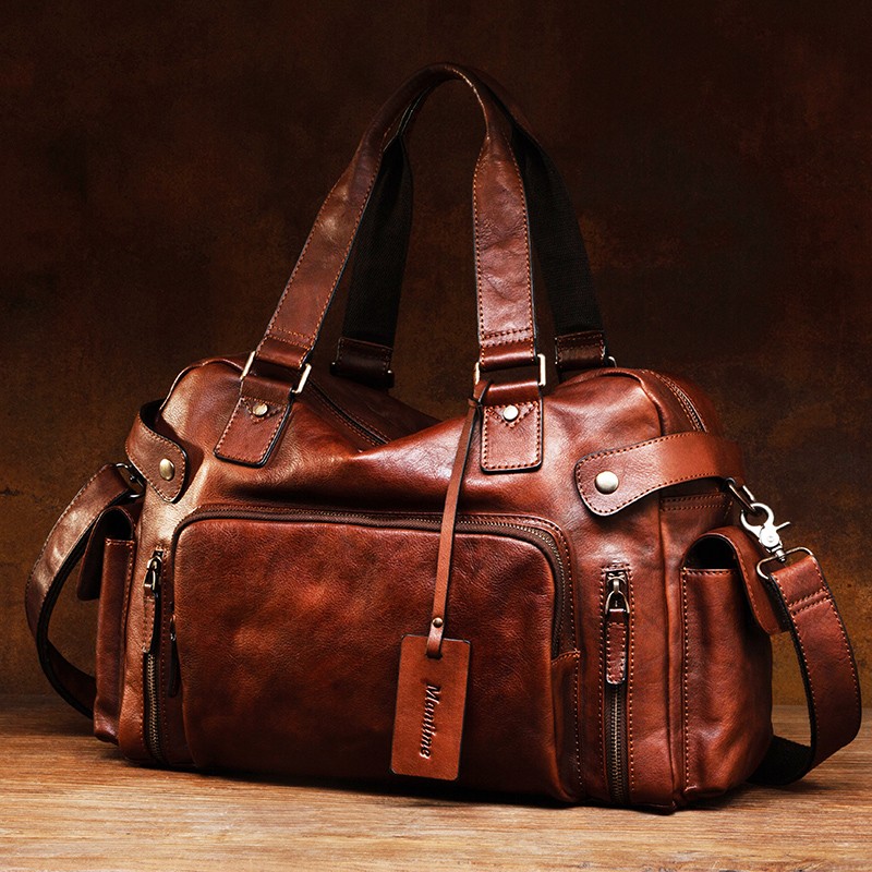 Vintage vegetable tanned leath - Leather Work Bag Men recension och pris