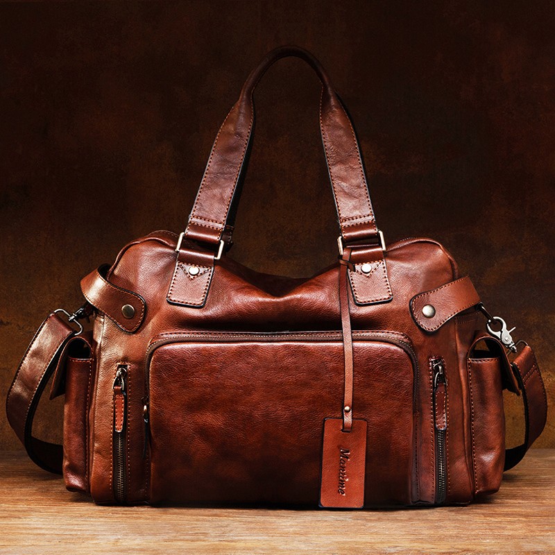 Vintage vegetable tanned leath - Leather Work Bag Men recension och pris