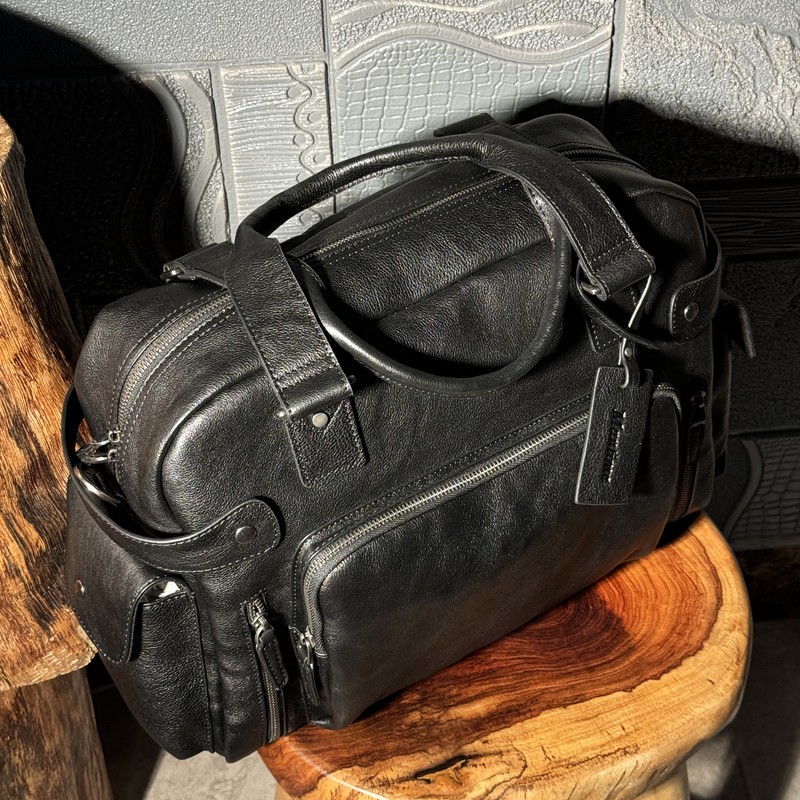 Vintage vegetable tanned leath - Leather Work Bag Men recension och pris