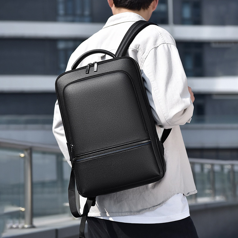 PU Leather Men's Backpack USB  - Leather Work Backpack recension och pris