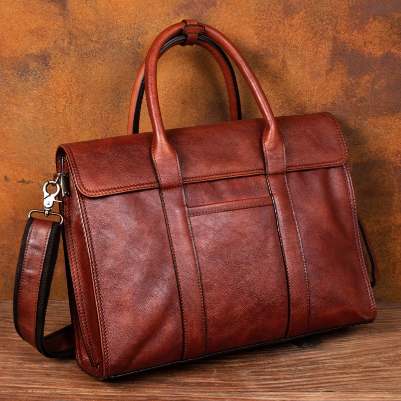 Vegetable tanned leather handb - Leather Work Bag Men recension och pris