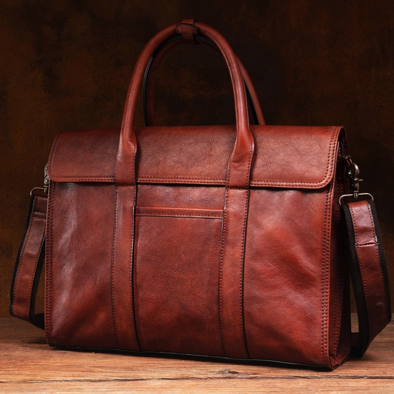 Vegetable tanned leather handb - Leather Work Bag Men recension och pris