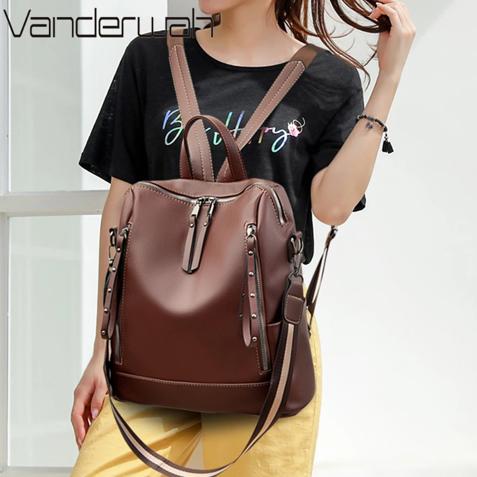 Brand Luxury Backpacks Soft Le - Leather Work Backpack recension och pris