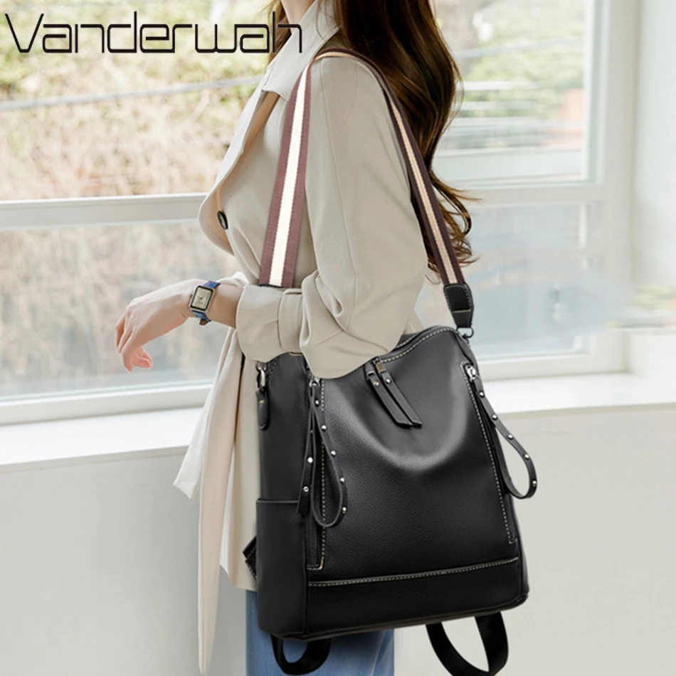 Brand Luxury Backpacks Soft Le - Leather Work Backpack recension och pris