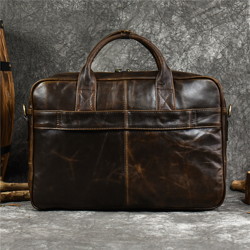 Luxury Genuine Leather Handbag - Leather Work Bag Men recension och pris
