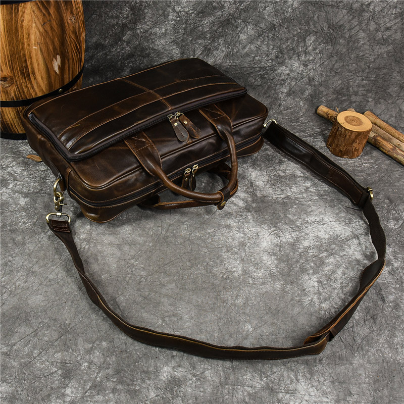 Luxury Genuine Leather Handbag - Leather Work Bag Men recension och pris