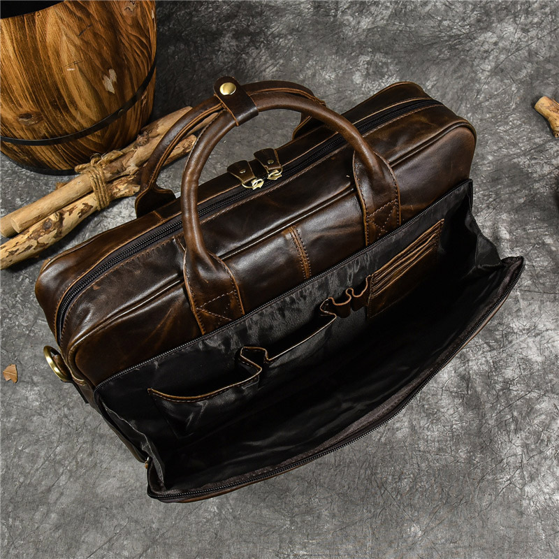 Luxury Genuine Leather Handbag - Leather Work Bag Men recension och pris