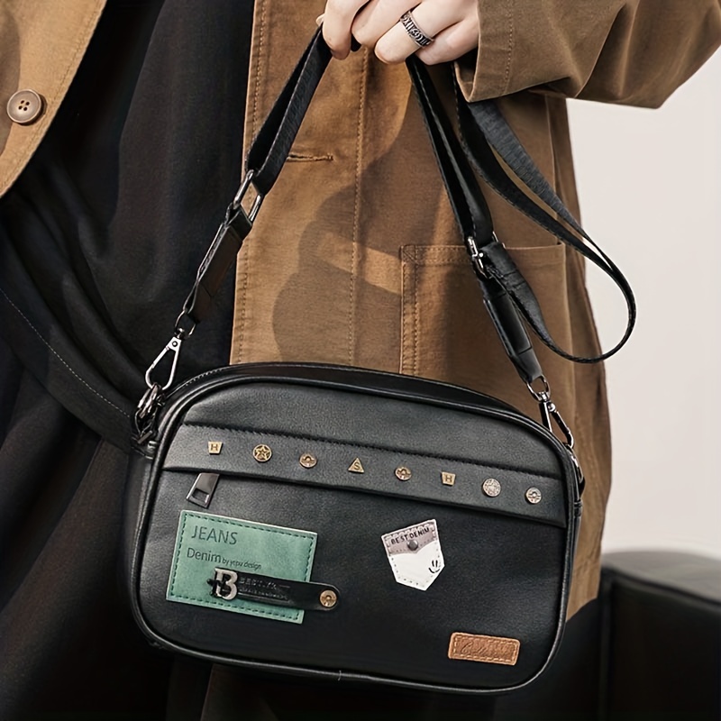Street Trendy Shoulder Bag for - Leather Work Bag Men recension och pris