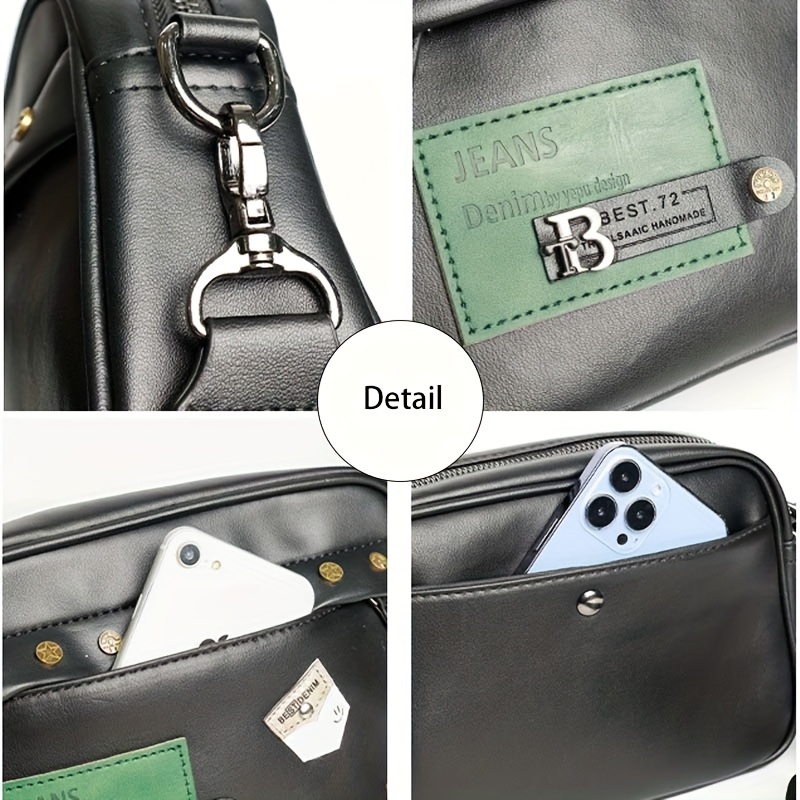 Street Trendy Shoulder Bag for - Leather Work Bag Men recension och pris