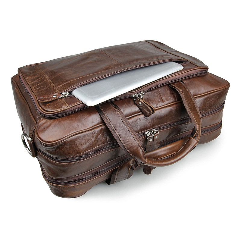 LACHIOUR Genuine Leather Men B - Leather Work Bag Men recension och pris