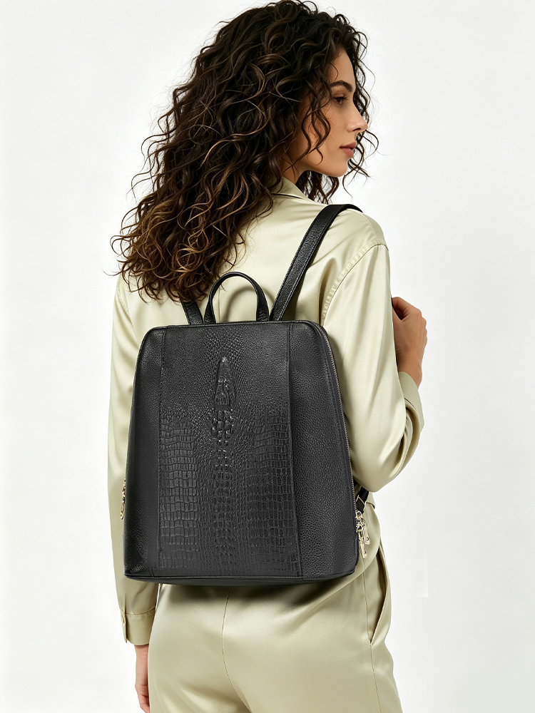 Zency Women's Crocodile Leathe - Leather Work Backpack recension och pris