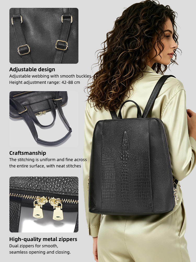 Zency Women's Crocodile Leathe - Leather Work Backpack recension och pris